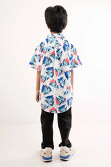 Boy's Shirt (8-13Y) (White Printed)