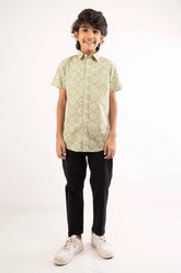 Boy's Shirt (8-13Y) (Green Printed)
