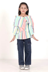 Girl's Casual Tops (2-7Y) (Mint Stripe)