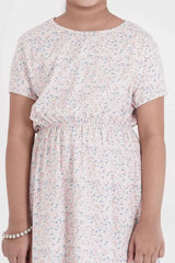 Girl's Dress (8-13Y) (White Printed)
