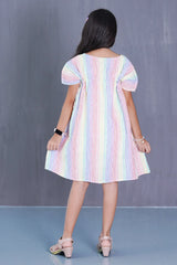 Girl's Dress (8-9Y) (Multi Stripe)