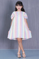 Girl's Dress (8-9Y) (Multi Stripe)