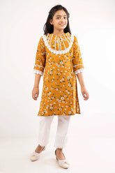Girl's Ethnic Tops (8-13Y) (Yellow Printed)