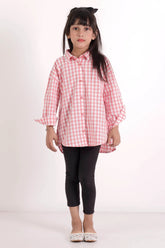 Girl's Shirt (8-13Y) (Peach Check)