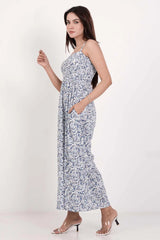 Women's Jumpsuit (White Printed)