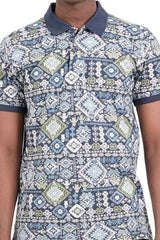 Men's Polo Shirt (Navy Printed)