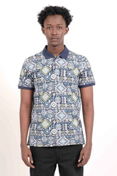 Men's Polo Shirt (Navy Printed)