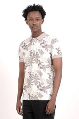 Men's Polo Shirt (White Printed)