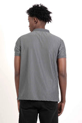 Men's Polo Shirt (Grey Stripe)