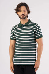 Men's Polo Shirt (Green Stripe)