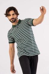Men's Polo Shirt (Green Stripe)