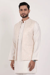 Men's Vest & Premium Panjabi Set (Cream)