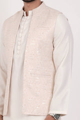 Men's Vest & Premium Panjabi Set (Cream)