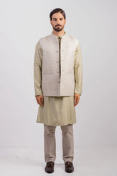 Men's Vest & Premium Panjabi 3pc Set (Sheen Green)