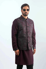 Men's Vest & Panjabi 3pc Set (Dk. Maroon)