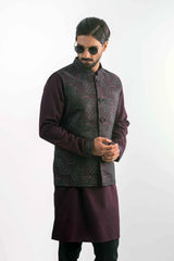 Men's Vest & Panjabi 3pc Set (Dk. Maroon)