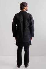Men's Vest & Premium Panjabi 3pc Set (Black)