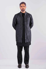Men's Vest & Panjabi 3pc Set (Black)