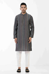 Men's Panjabi (Navy Stripe)
