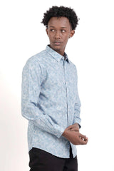 Men's Casual Shirt (Blue Printed)
