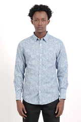 Men's Casual Shirt (Blue Printed)