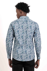 Men's Casual Shirt (Blue Printed)