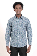 Men's Casual Shirt (Blue Printed)