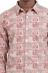 Men's Casual Shirt (Coral Printed)