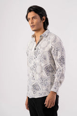Men's Casual Shirt (White Printed)