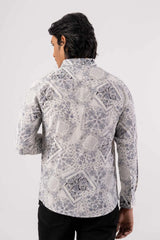 Men's Casual Shirt (White Printed)