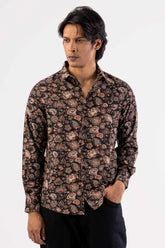 Men's Casual Shirt (Black Printed)