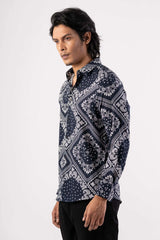 Men's Casual Shirt (Navy Printed)
