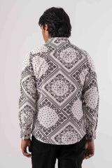 Men's Casual Shirt (White Printed)