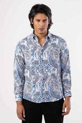 Men's Casual Shirt (Blue Printed)