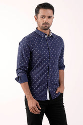 Mens Casual Shirt (Navy Printed)