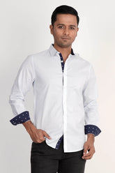 Mens Casual Shirt (White Printed)