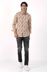 Mens Casual Shirt (Orange Printed)