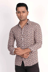 Mens Casual Shirt (Brown Printed)