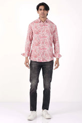 Mens Casual Shirt (Pink Printed)