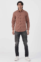 Mens Casual Shirt (Brown Printed)