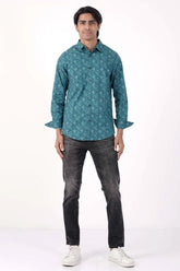 Mens Casual Shirt (Teal Printed)