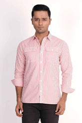 Mens Casual Shirt (Red Stripe)