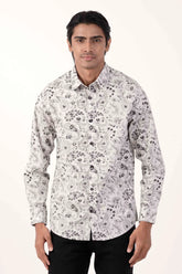 Mens Casual Shirt (Grey Printed)