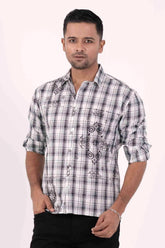 Men's Casual Shirt (White Check)