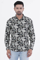Mens Casual Shirt (Black Printed)