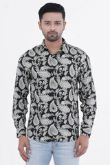 Mens Casual Shirt (Black Printed)