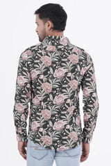 Mens Casual Shirt (Olive Printed)