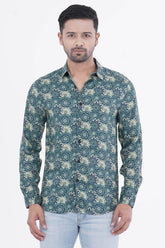 Mens Casual Shirt (Green Printed)