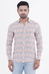 Mens Casual Shirt (Orange Print)