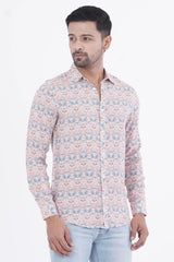 Mens Casual Shirt (Orange Print)